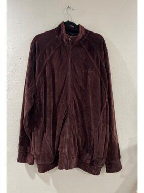 Mens Sz XL Sean John Brown Cotton Velour Track Suit Jacket Full Zip 90's Vintage